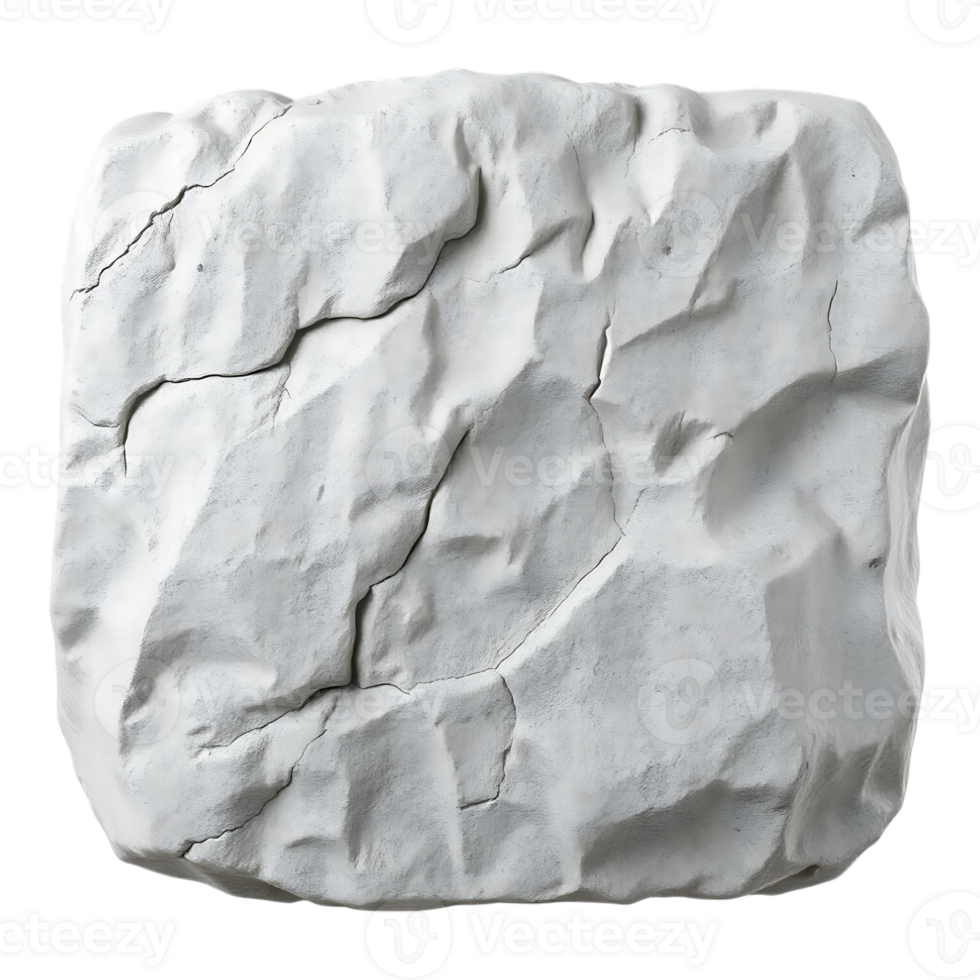 White Clay Block with Cracks and Textured Surface png