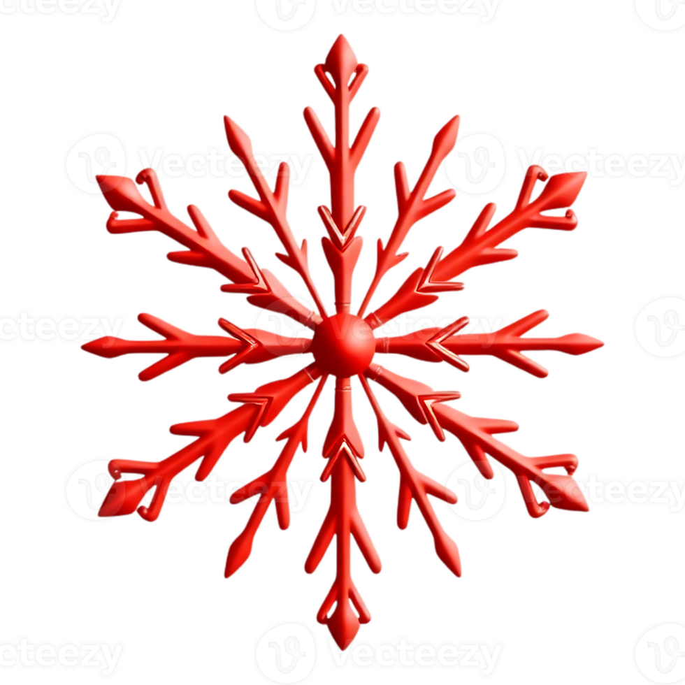 3D Red Snowflake Ornament for Christmas Decorations png