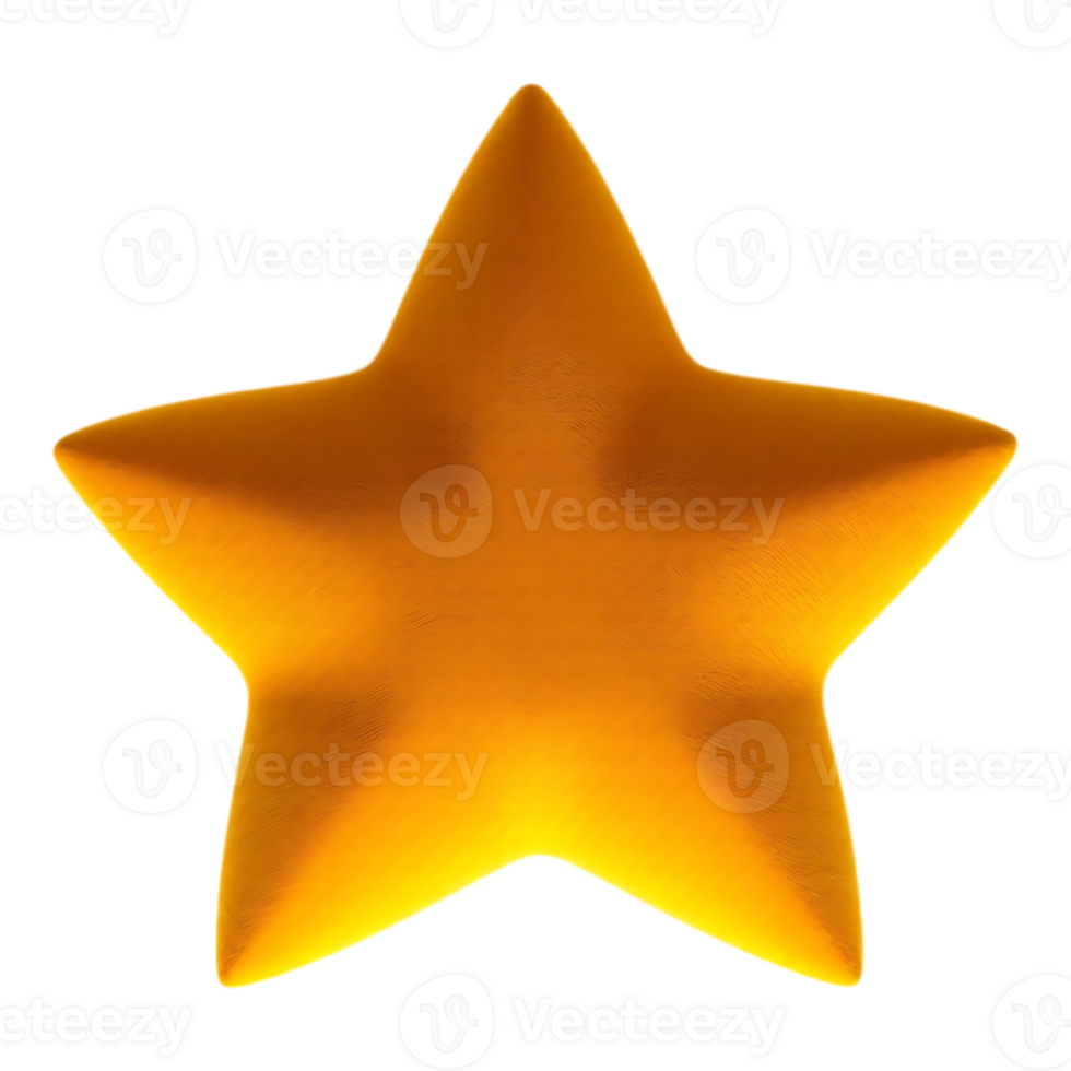 3D golden star with transparent background png