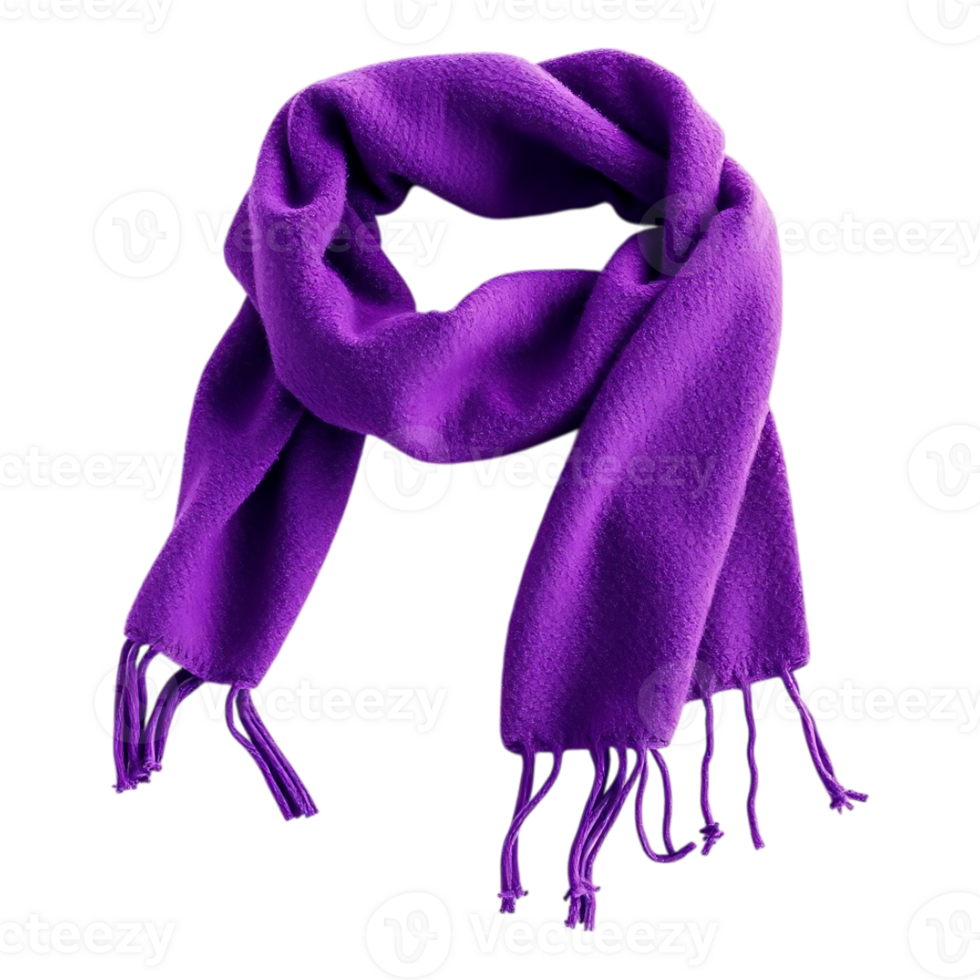 A vibrant purple scarf with a soft texture and fringe. png