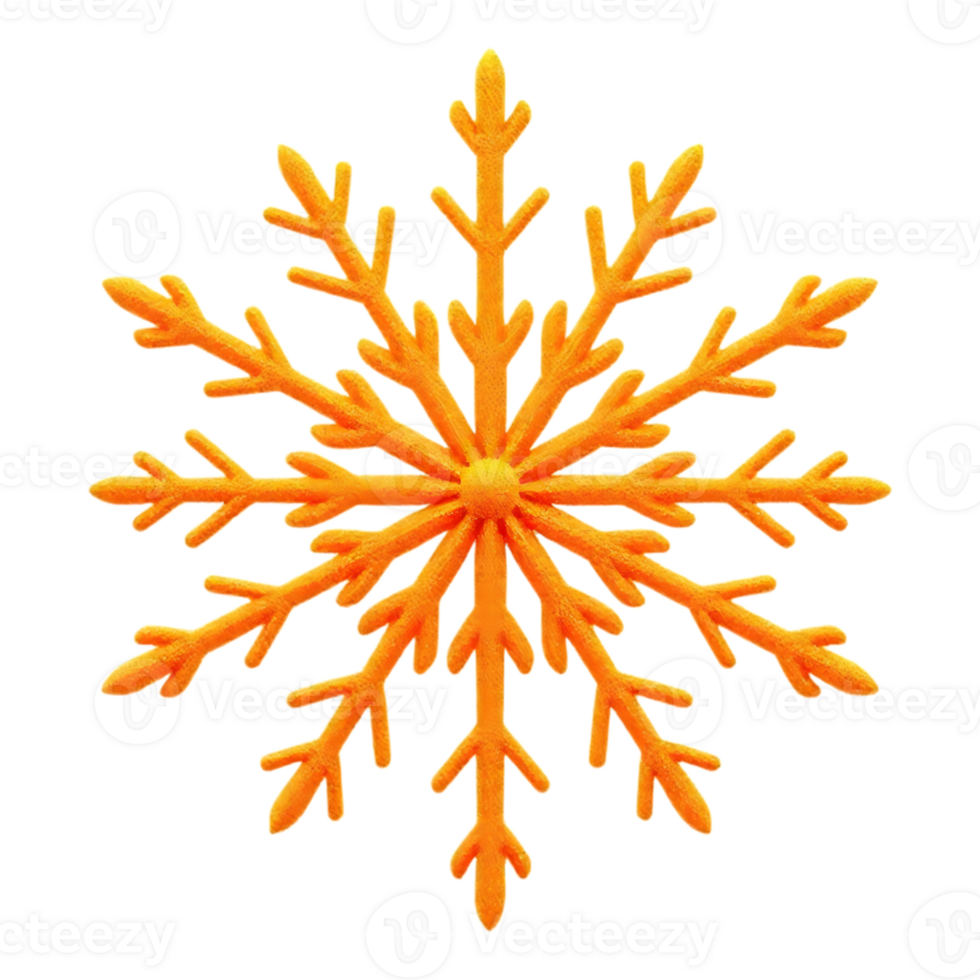 Orange 3D Snowflake png