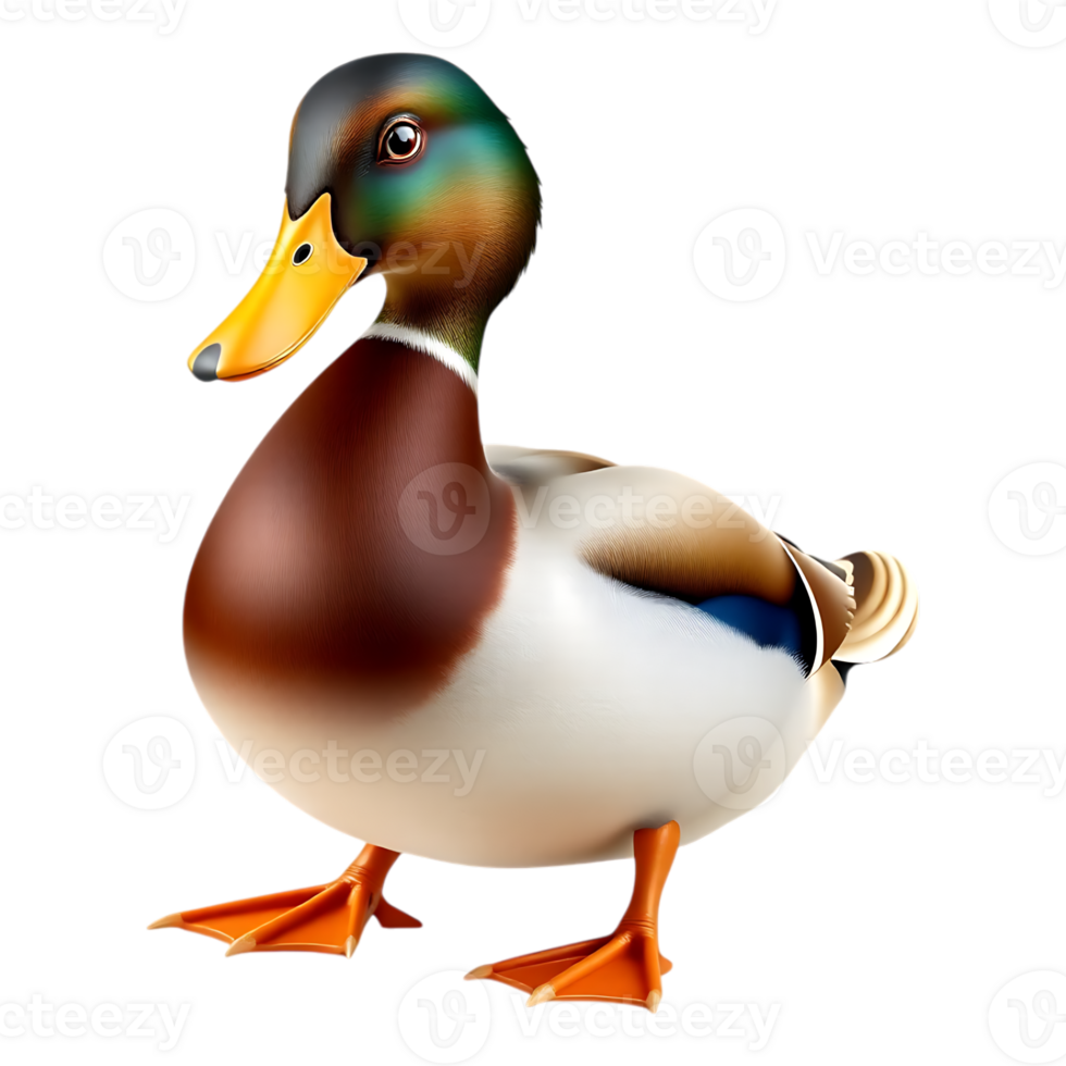 Detailed 3D Cartoon Render of a Mallard Duck png