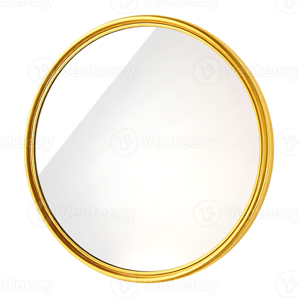 Elegant Round Gold Mirror with Shiny Frame for Interior Decoration png