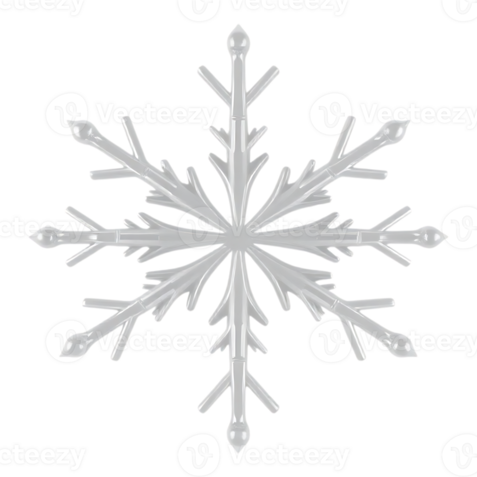 Detailed 3D Render of a Snowflake on a Transparent Background png