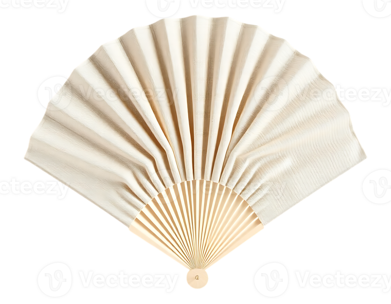 Elegant Beige Folding Fan on Transparent Background png