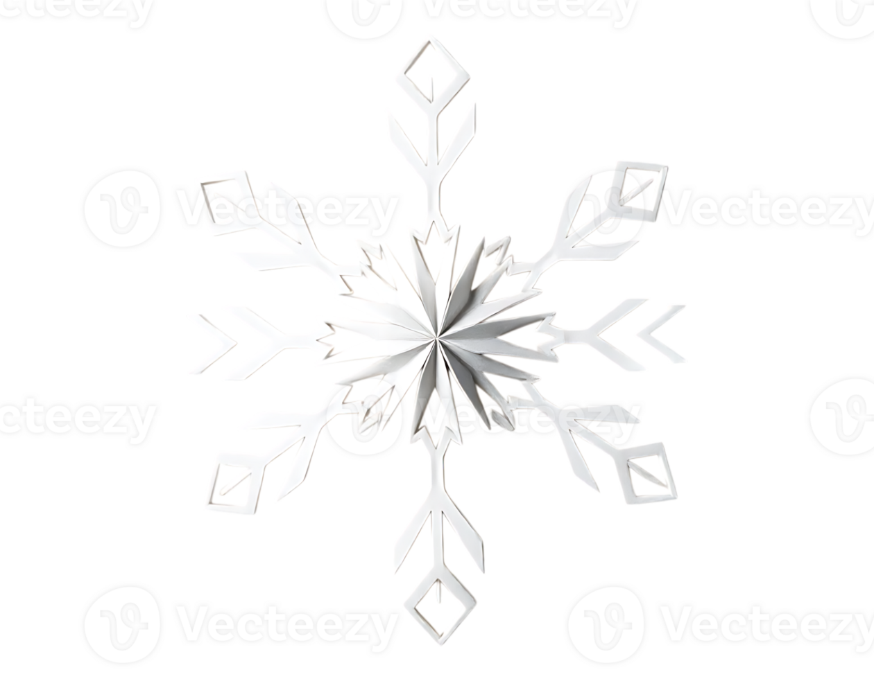Elegant White Paper Snowflake on Transparent Background png