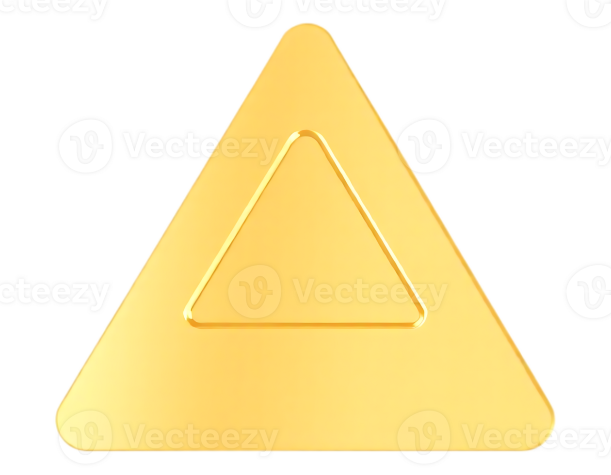 Golden 3D Triangle on Transparent Background png