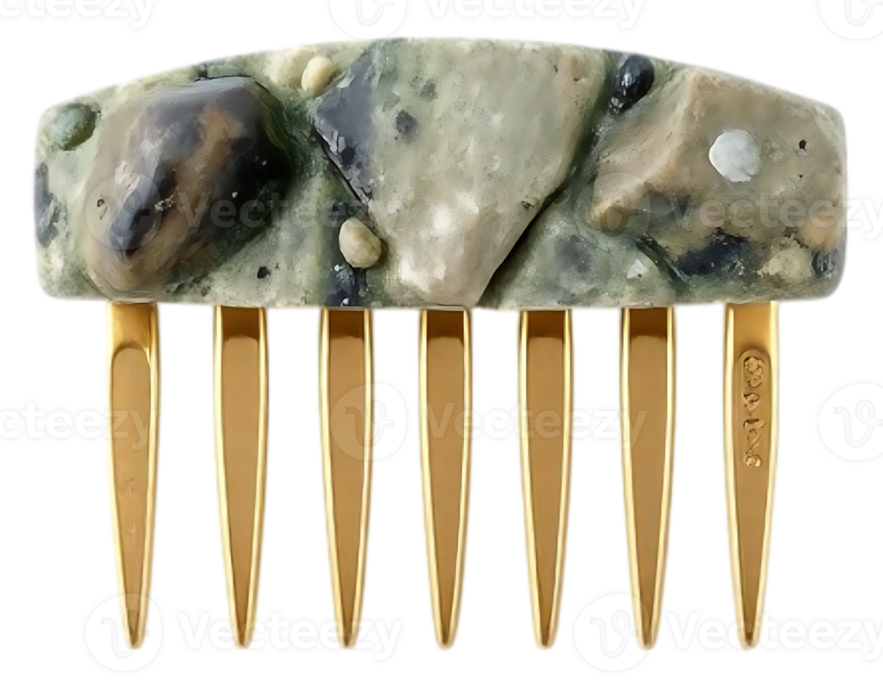Stone and Gold Hair Comb - Realistic Design png