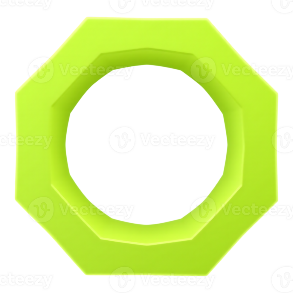 3D Render of Lime Green Octagon Ring with Transparent Background png