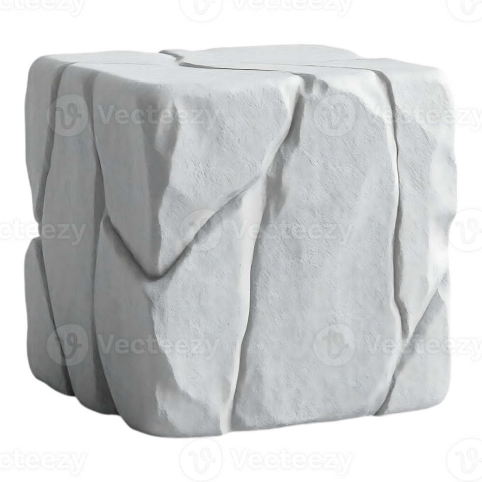 Realistic 3D Render of a White Ice Block png