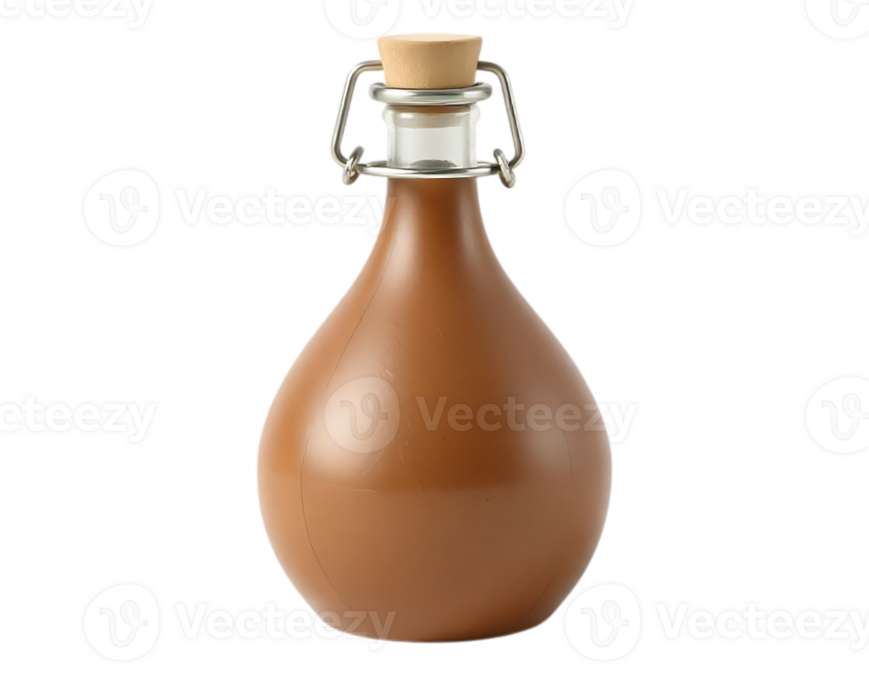Brown Glass Bottle with Cork Stopper png