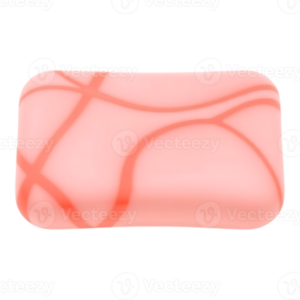 3D rendered pink soap with red lines, perfect for hygiene and beauty product promotions. png