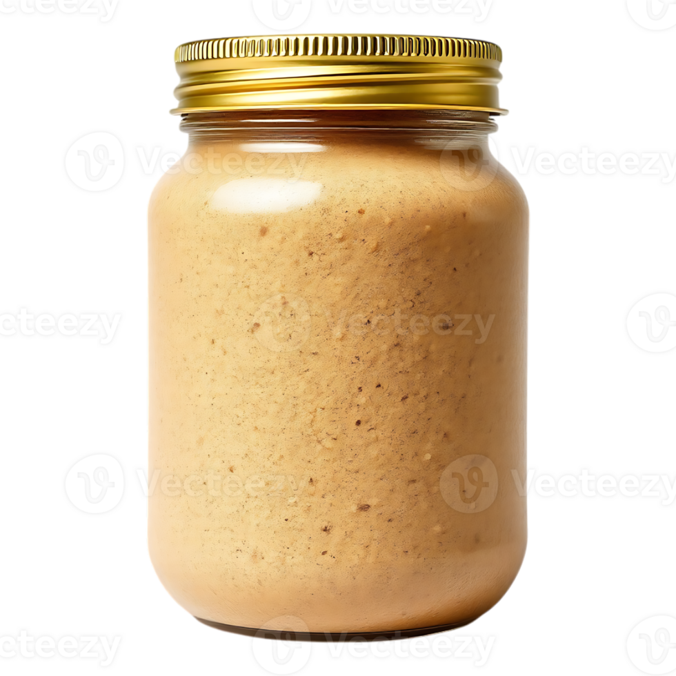 Peanut Butter in a Glass Jar with Golden Lid png
