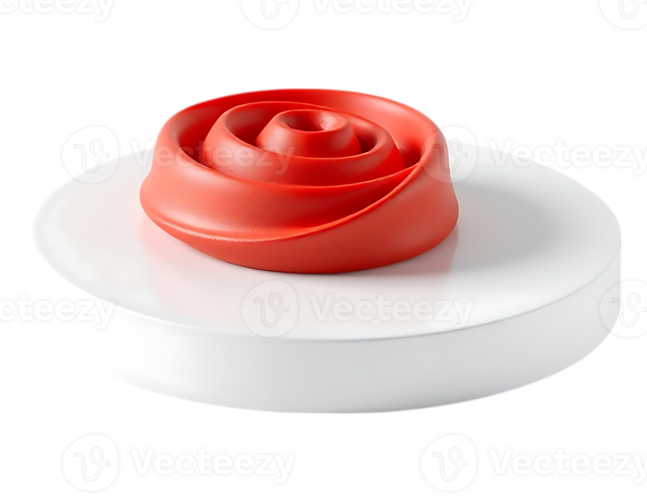 Elegant 3D Render of a Red Rose on a White Podium png
