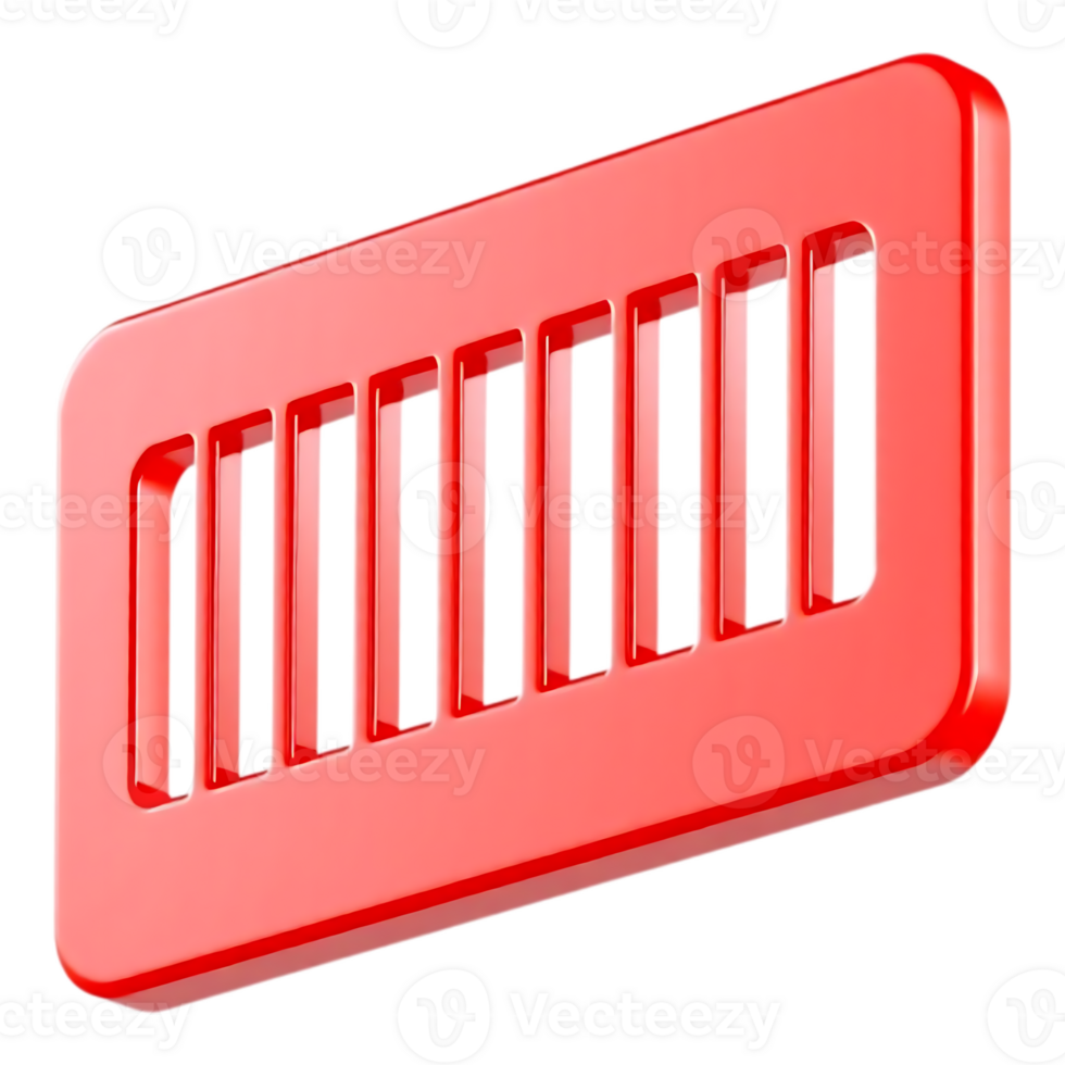 3D Red Barcode Icon png