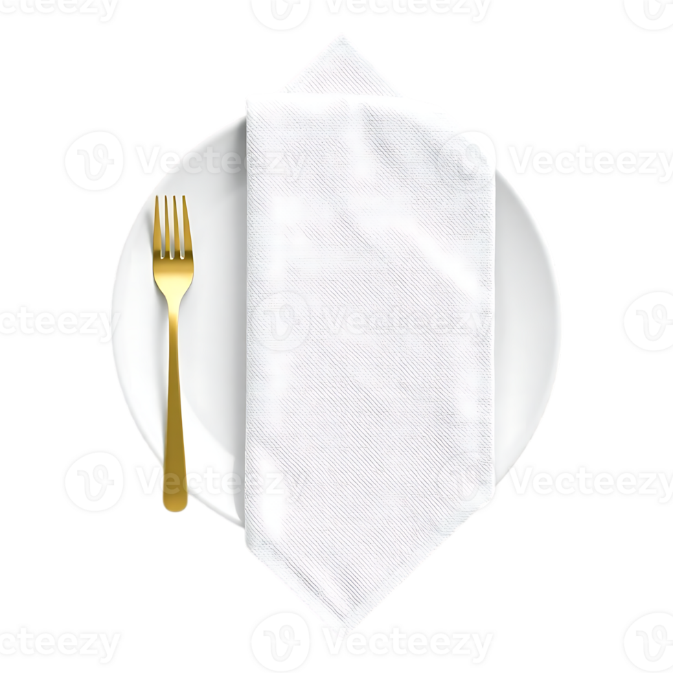 Elegant Table Setting with Gold Fork and White Napkin png