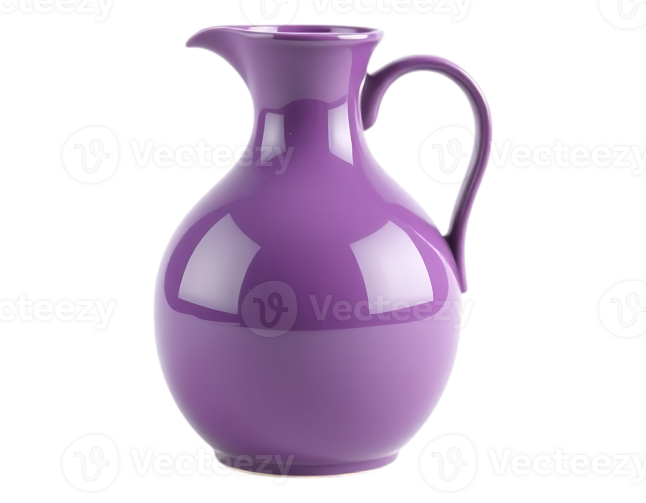 Purple Ceramic Pitcher with Handle on Transparent Background png