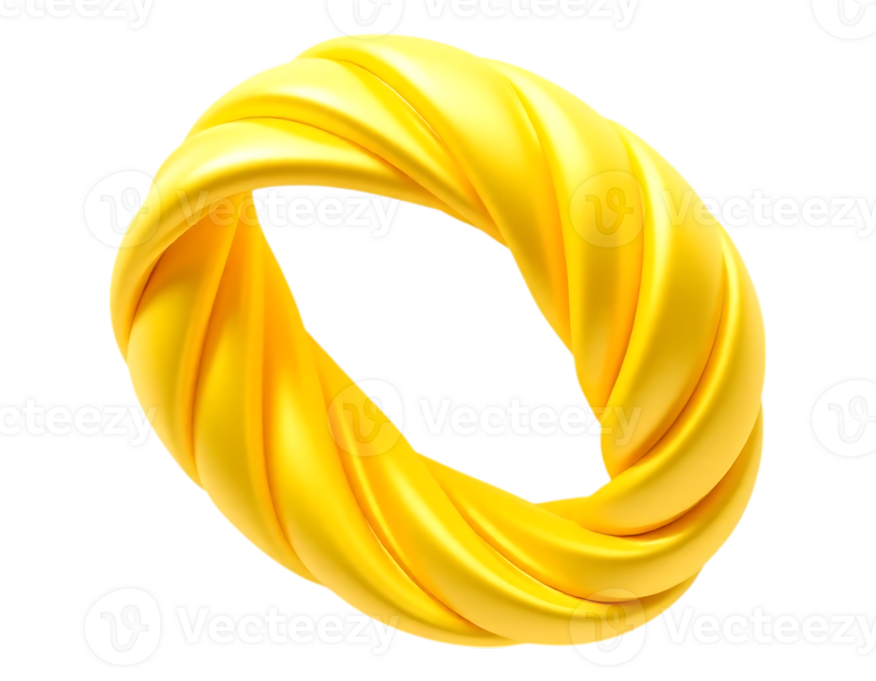 Yellow Twisted Ring 3D Render png
