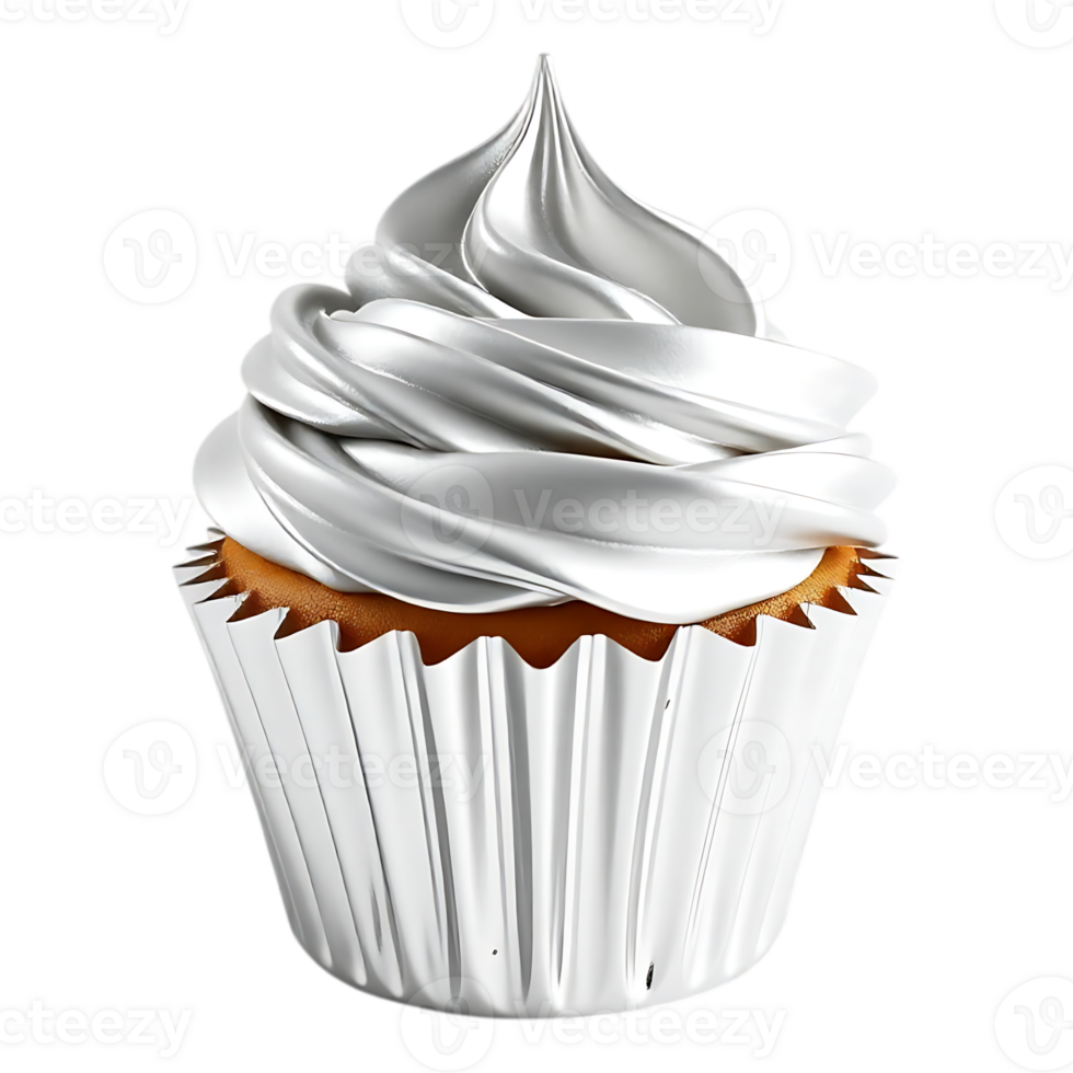 Delicious Realistic Cupcake with Silver Frosting png