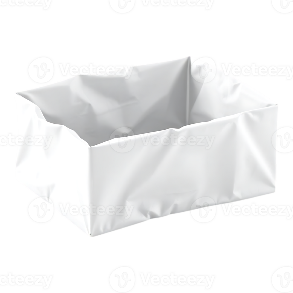 White rectangular open box isolated on transparent background png
