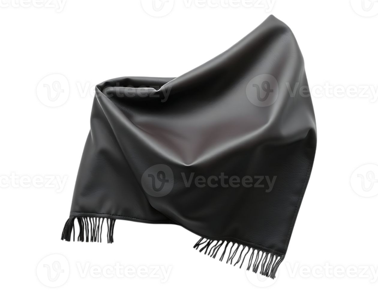 Elegant black scarf with fringe detail png