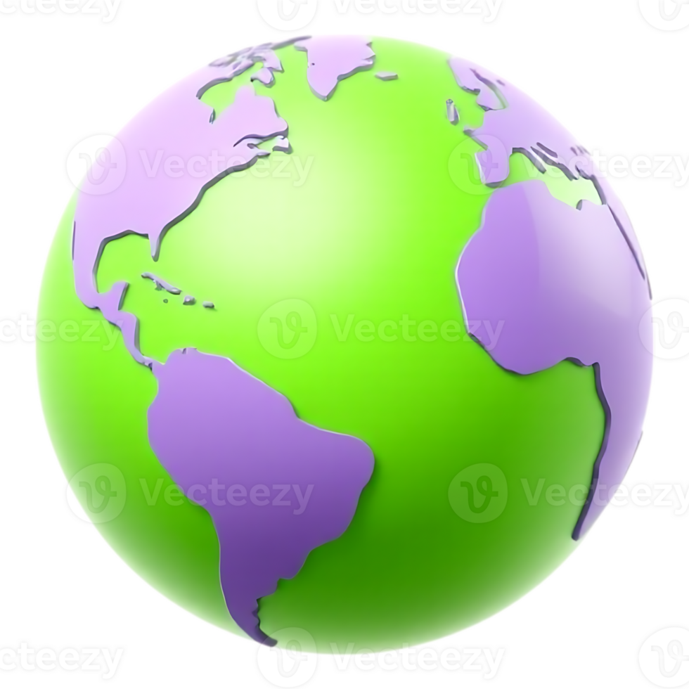 3D Cartoon Earth Globe with Continents png