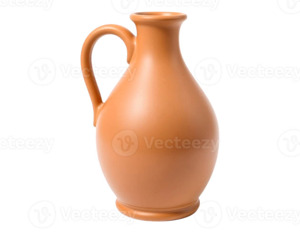 Close-up shot of a brown ceramic jug on a transparent background png