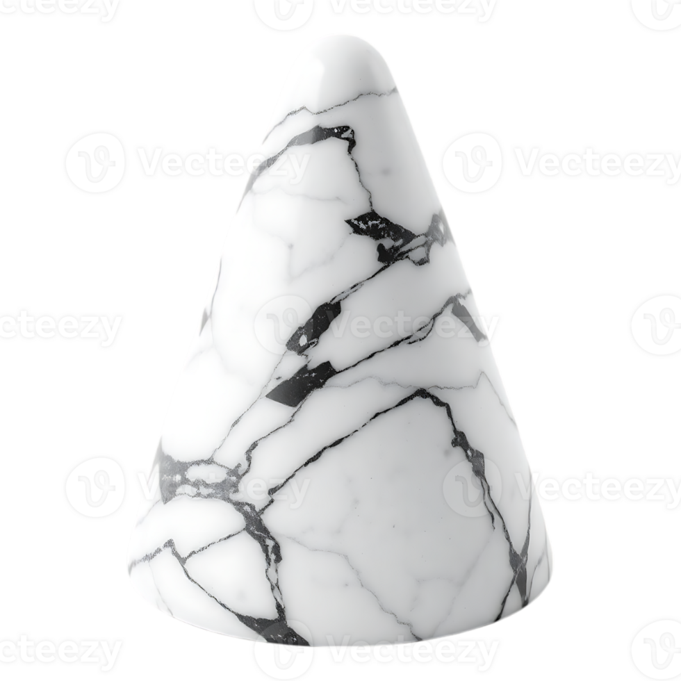 Elegant Howlite Cone Sculpture with Marble Veins png