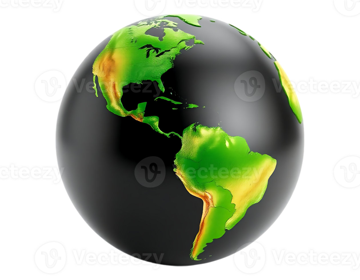3D Render of the Earth Globe with Visible Continents png