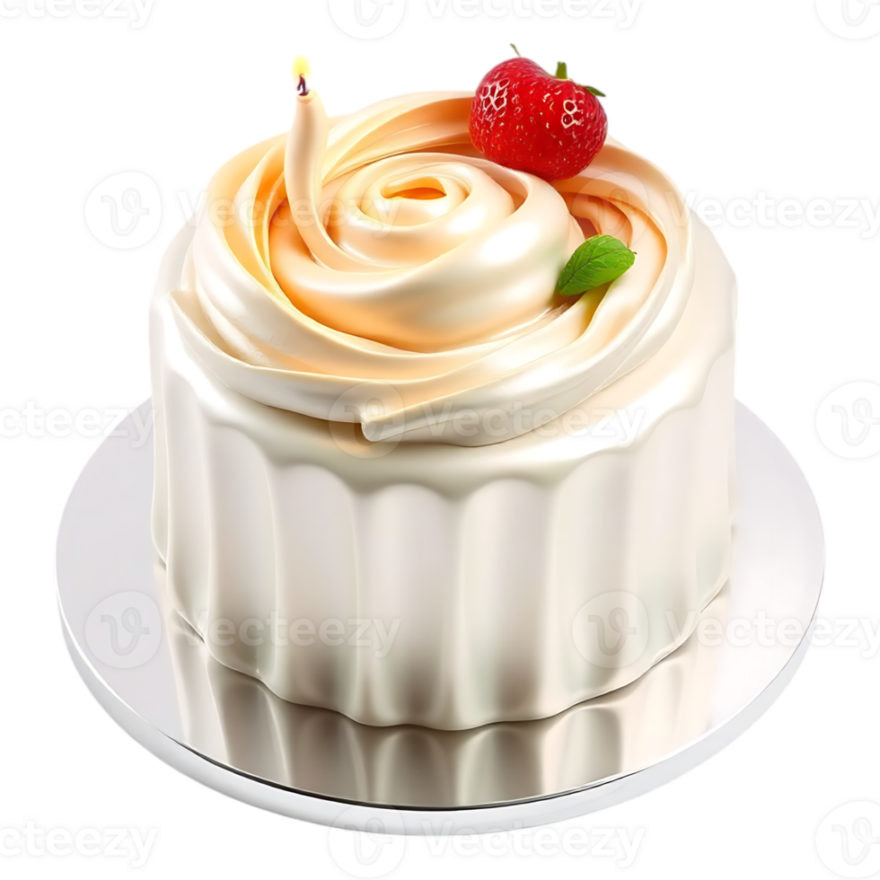 Delicious Cake with Strawberry and Candle png