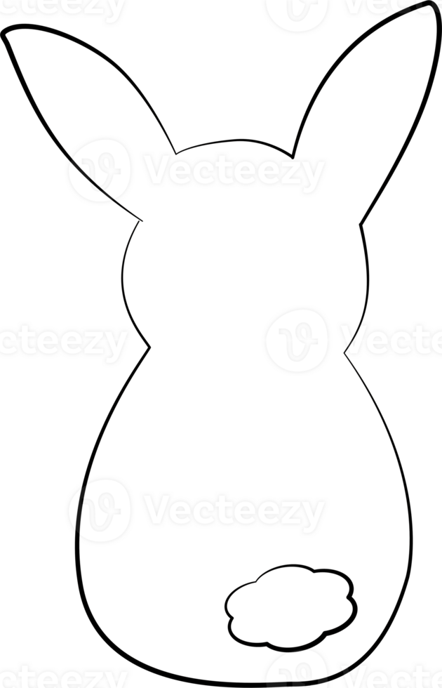 Cute white rabbit sitting with back turned png