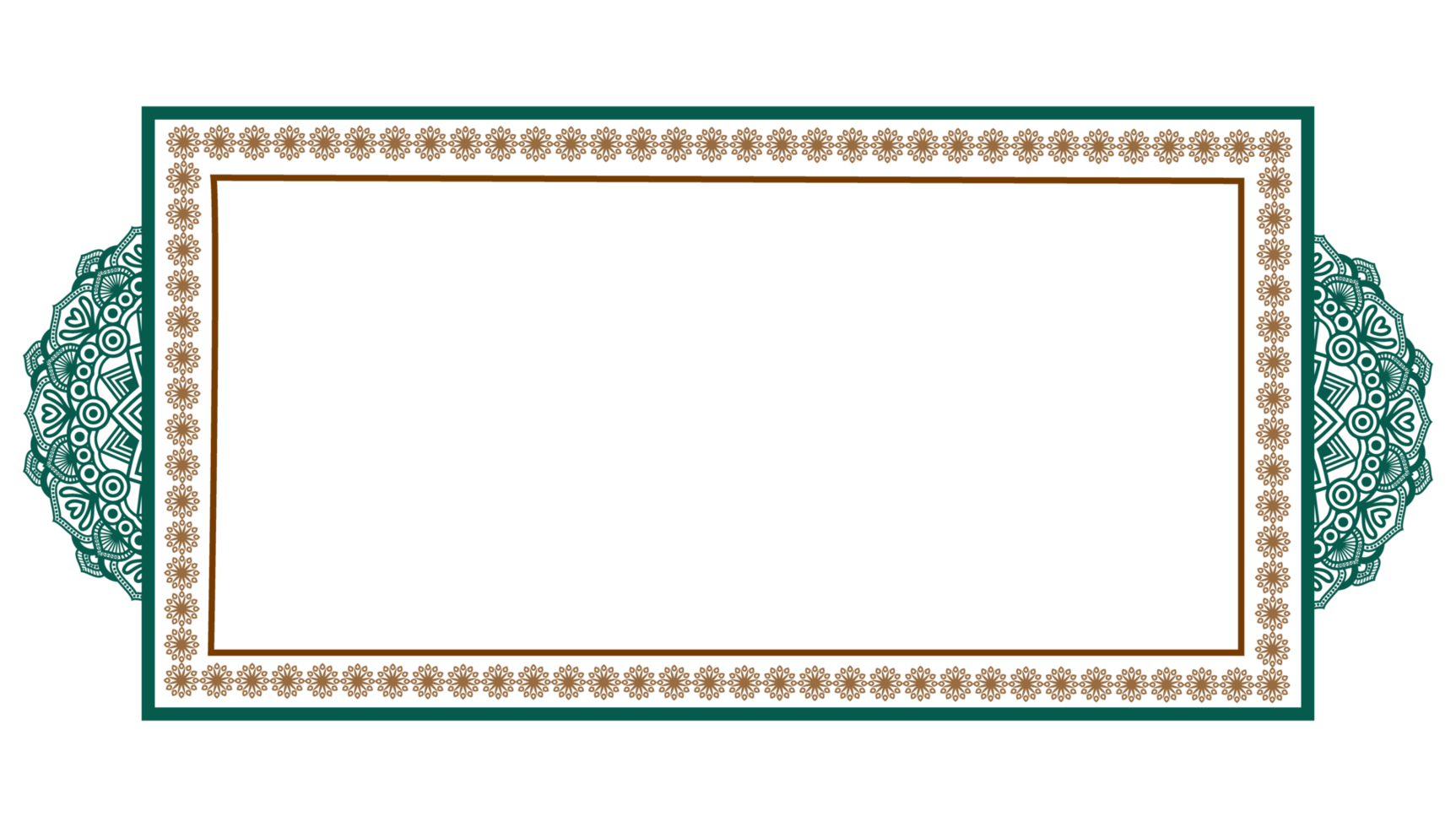 Luxury green rectangle certificate border pattern line photo frame islamic wedding invitation background png