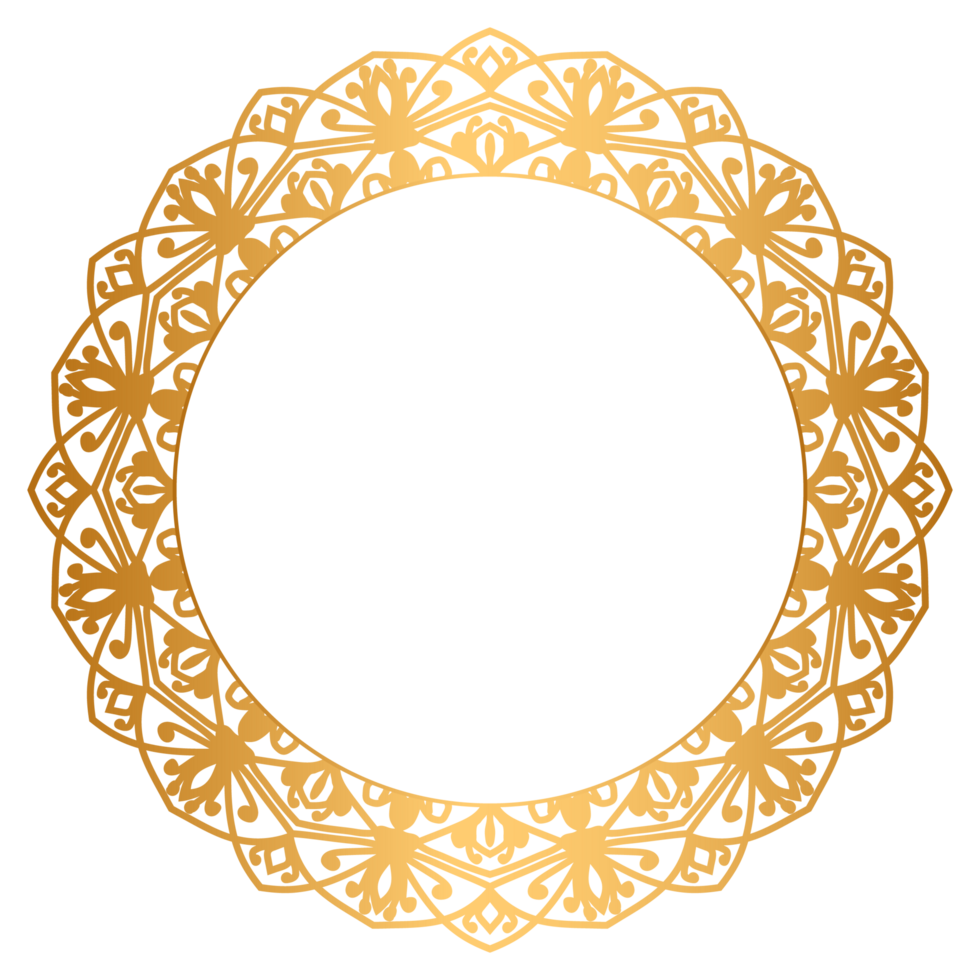 Indian flower mandala art with luxury golden circle frame transparent vintage gold circular pattern withAbstract Luxury Floral And Mandala Background With Golden Color png