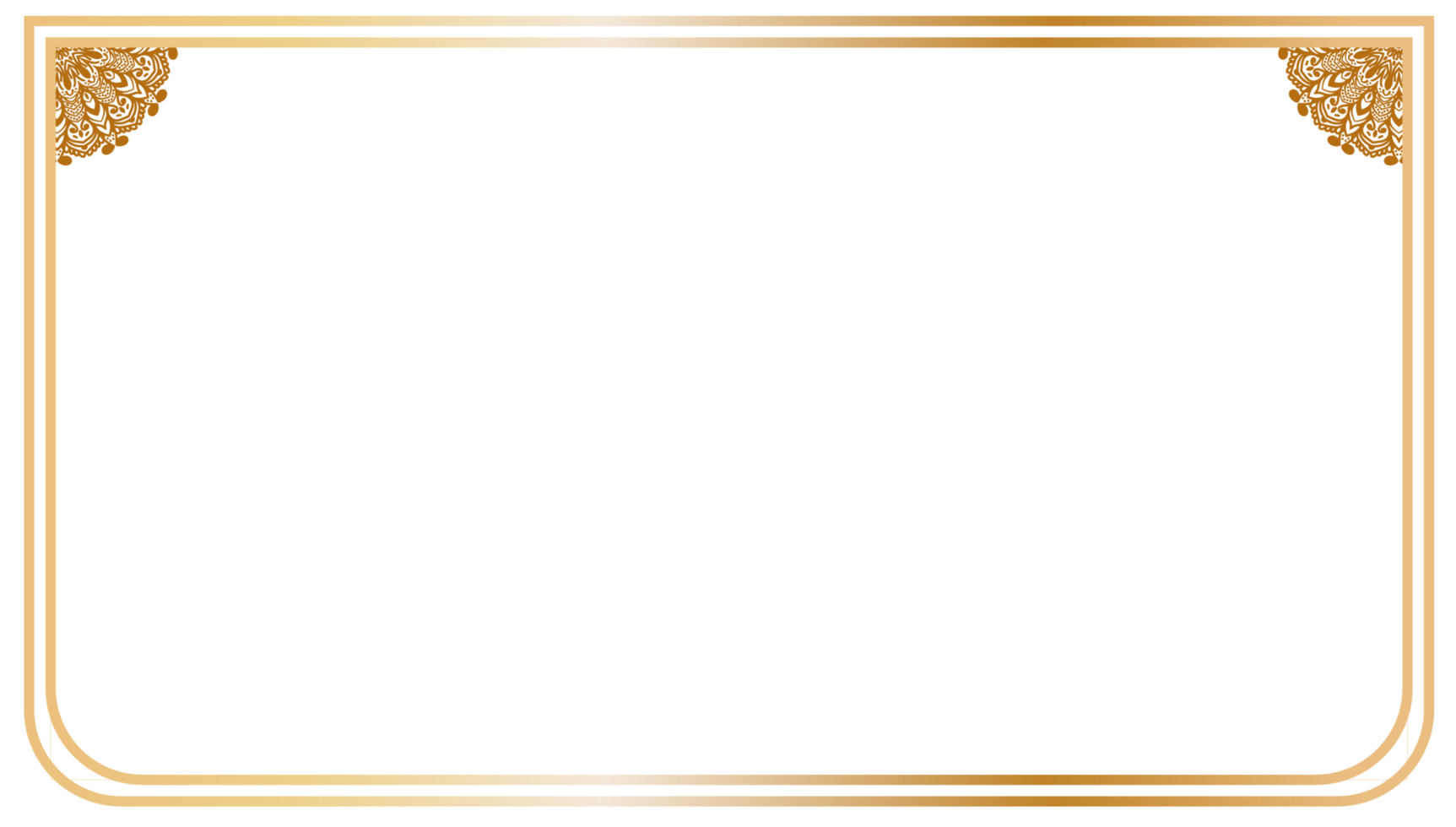 Luxury corner golden rectangle certificate bord Ornamenter pattern line photo frame islamic wedding invitation background png