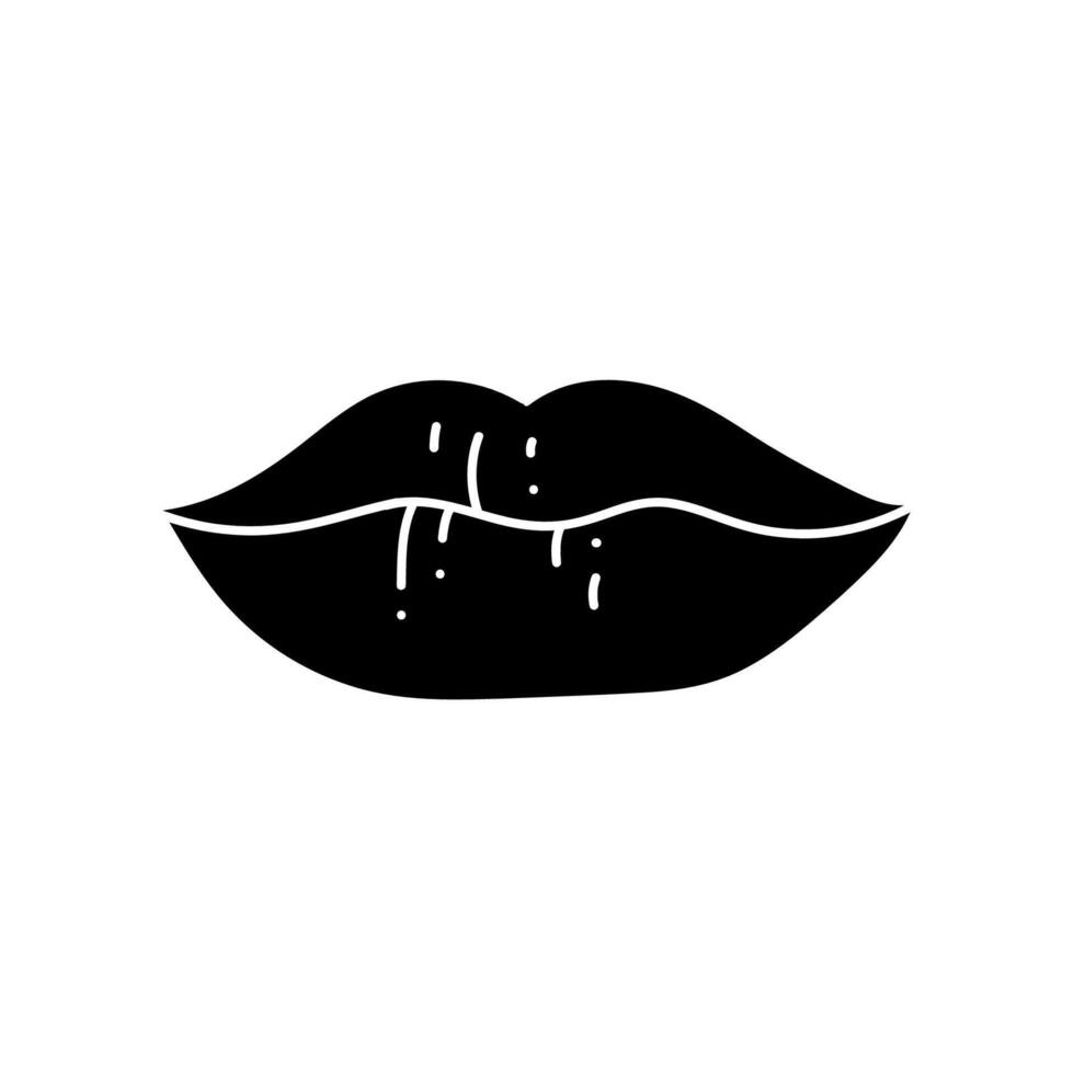 Female lip black hand drawn icon vector