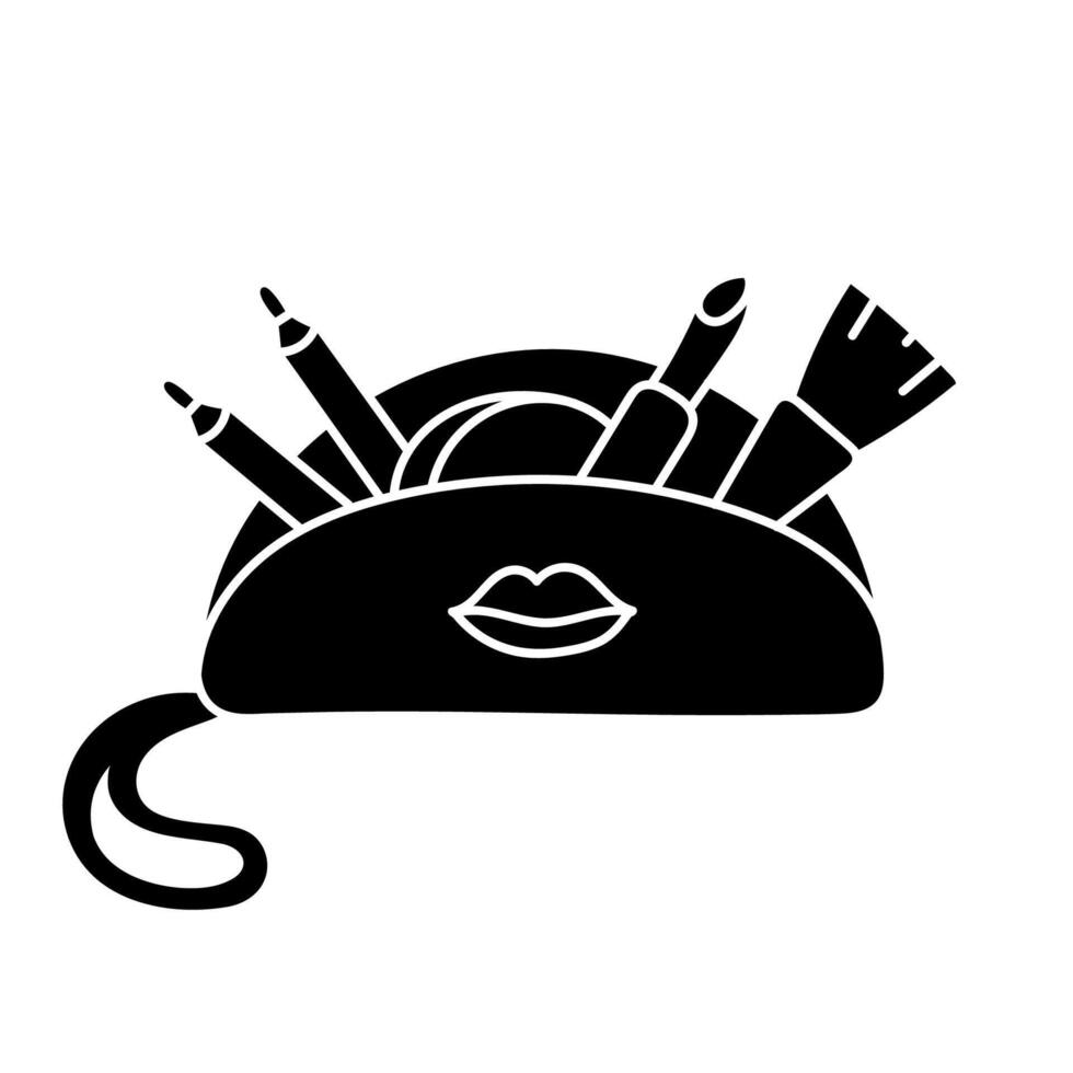 Travel make up kit bag black hand drawn icon vector