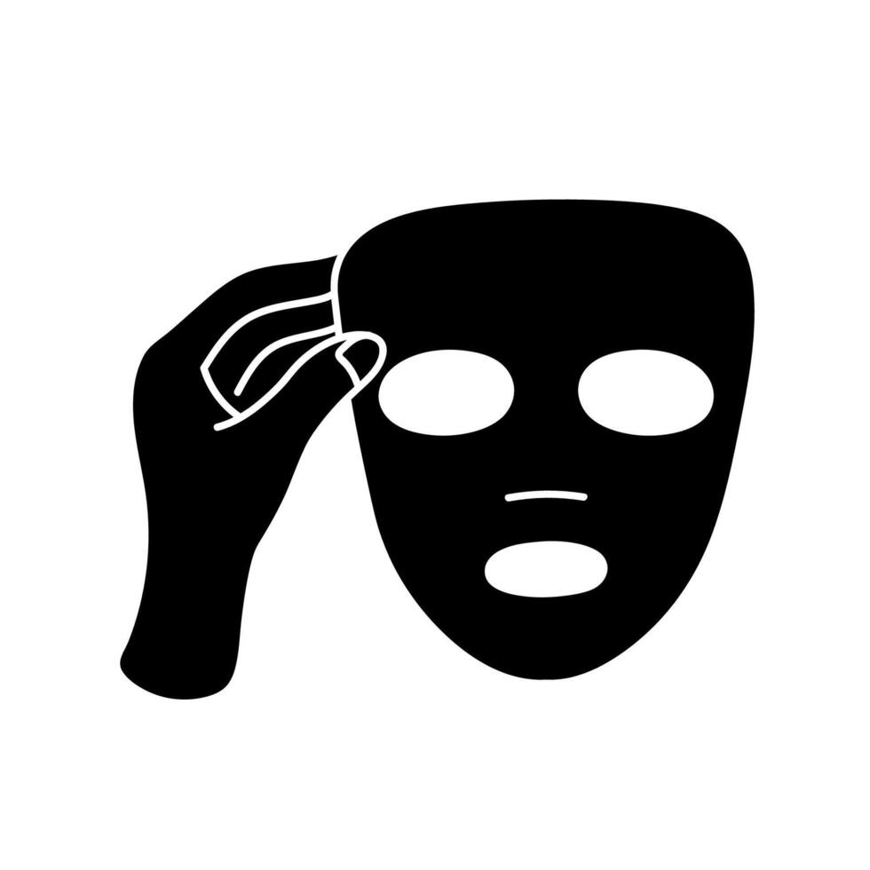 Facial mask sheet black hand drawn icon vector