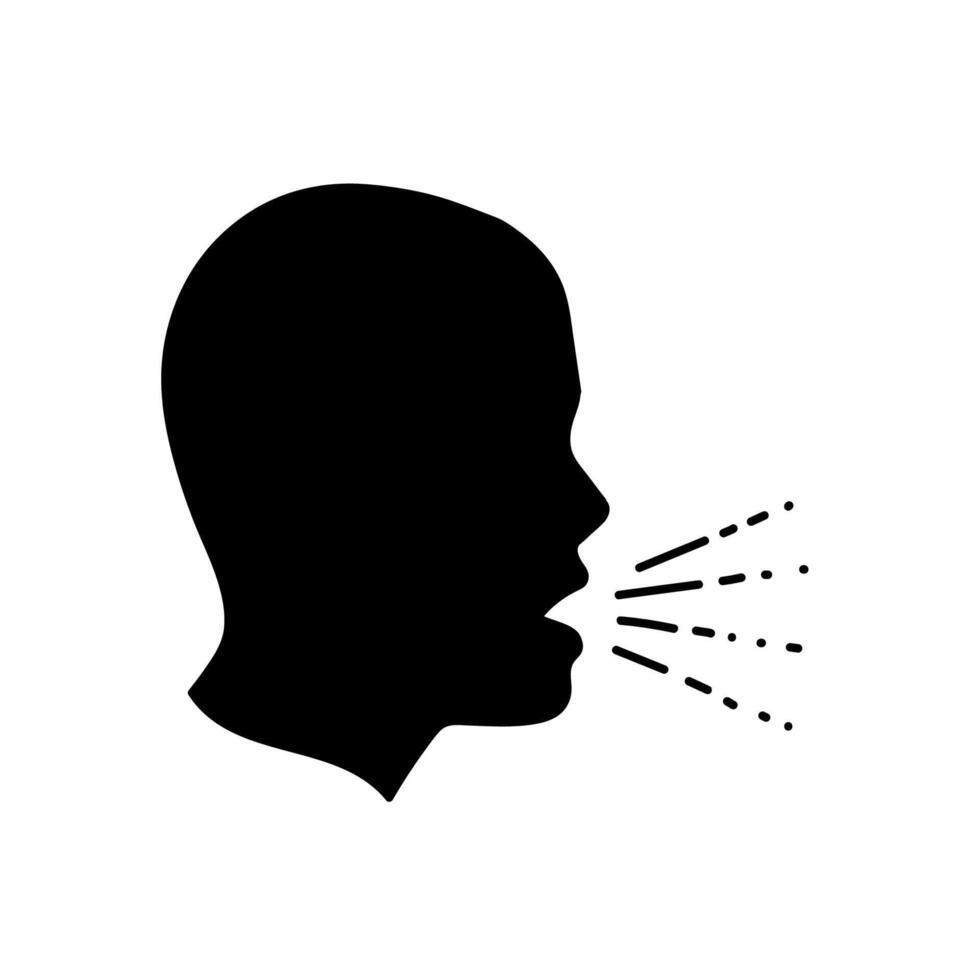 Man coughing black hand drawn icon vector