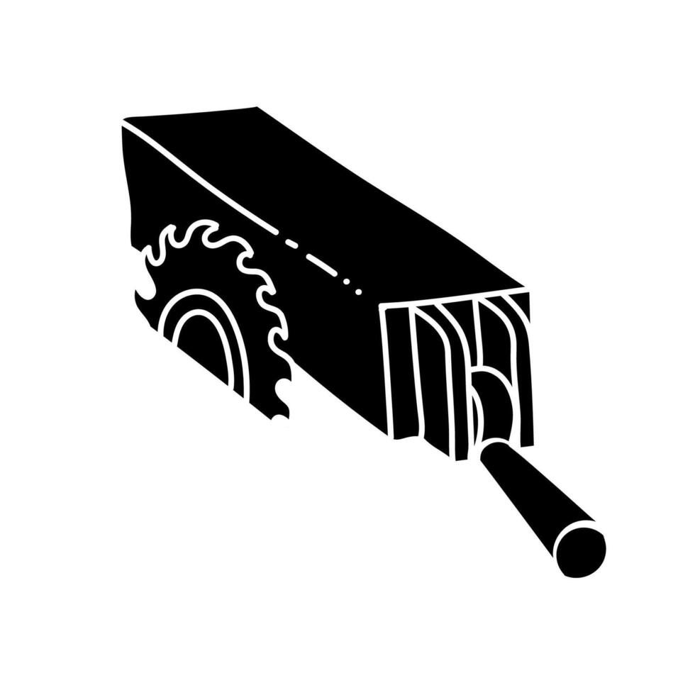 Table saw and fence black hand drawn icon vector