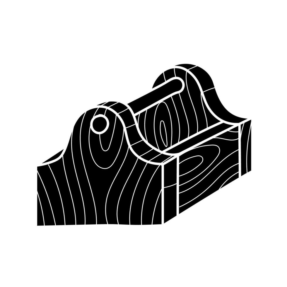 Wooden vintage tool box black hand drawn icon vector
