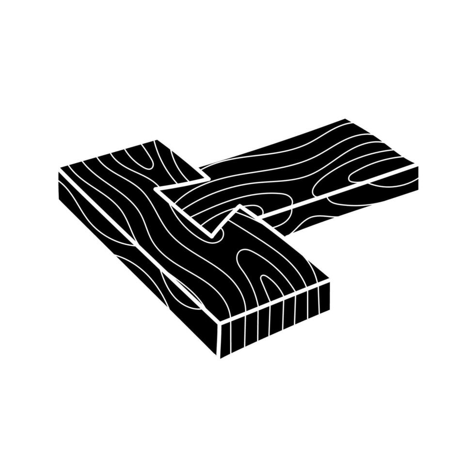 Wood joint black hand drawn icon vector