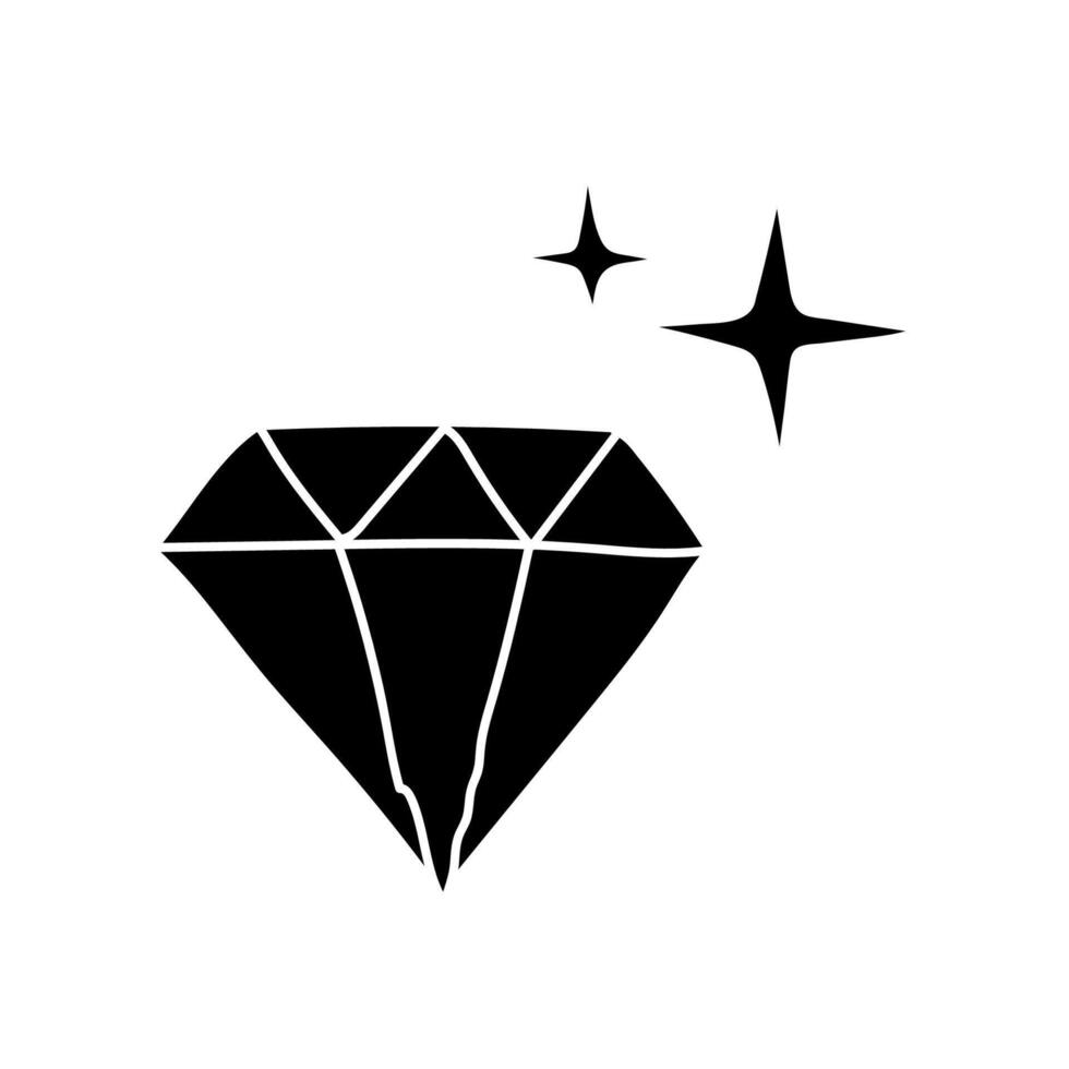 Diamond black hand drawn icon vector
