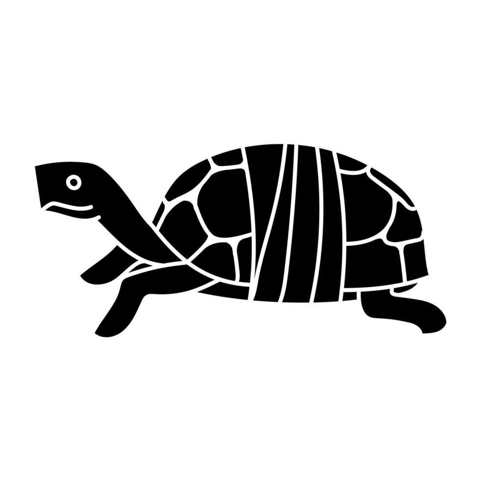 Injured tortoise shell carapace black hand drawn icon vector