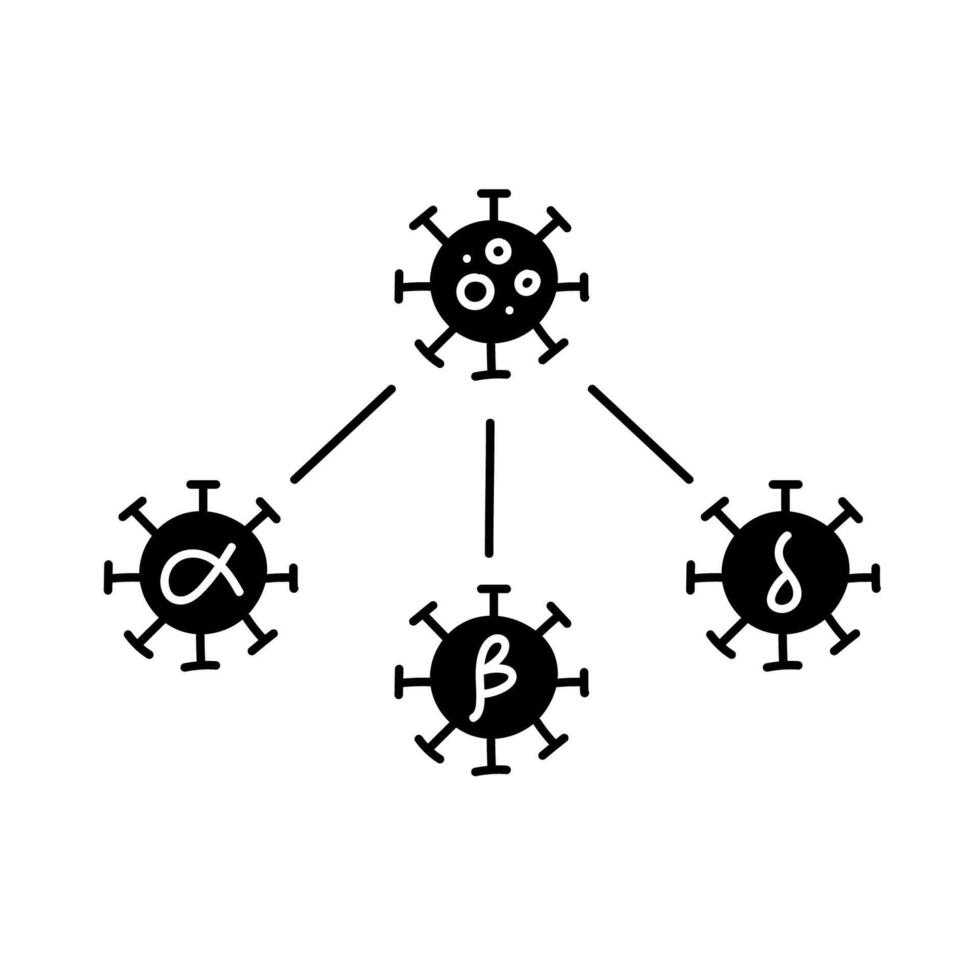 Virus mutation concept black hand drawn icon vector