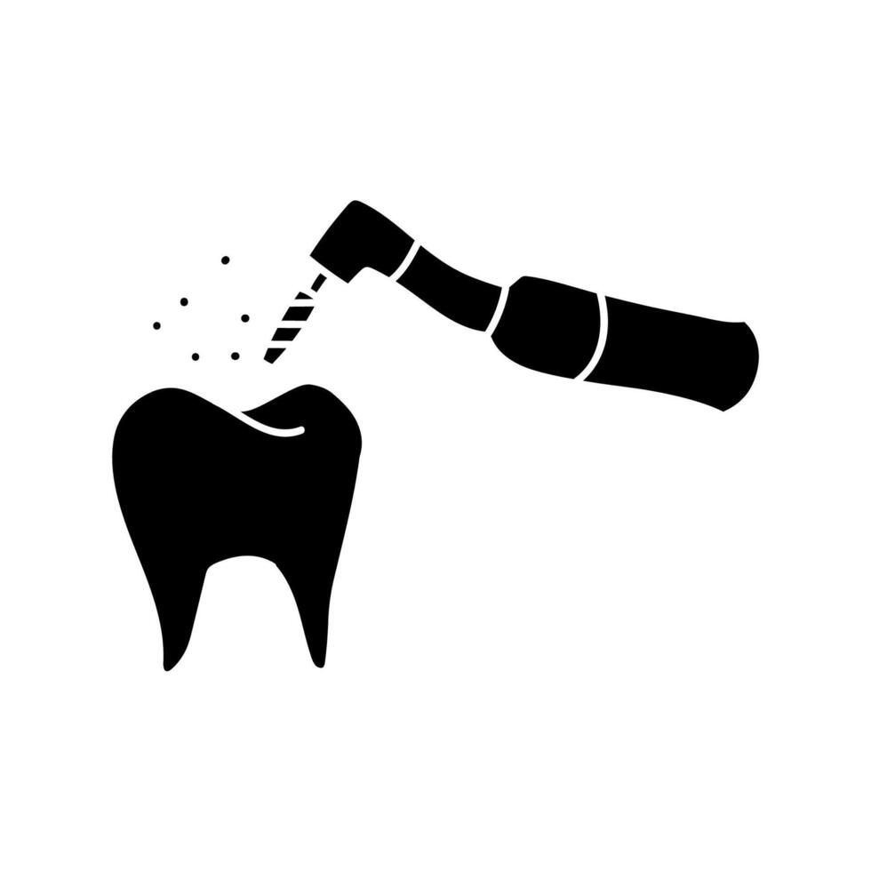 Dentist tooth drill black hand drawn icon vector