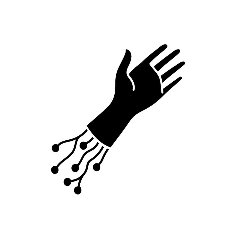 Robotic arm prosthetic black hand drawn icon vector