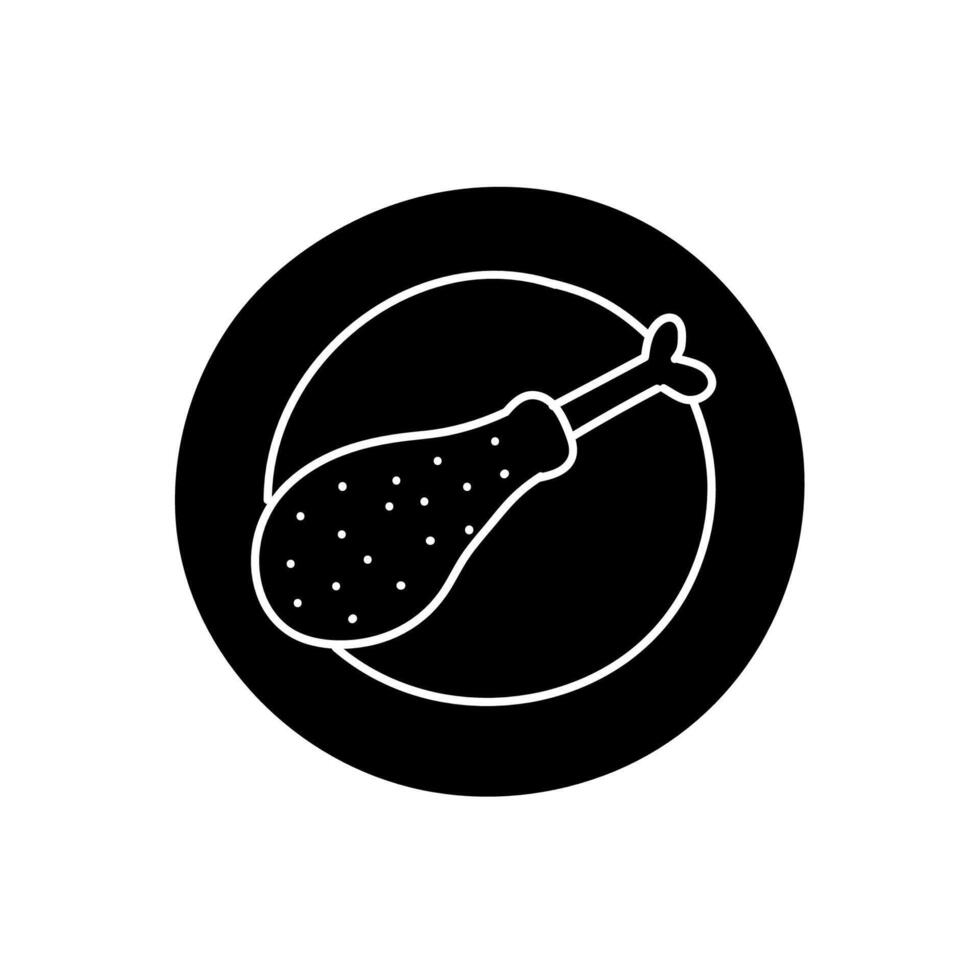 Chicken drum black hand drawn icon vector