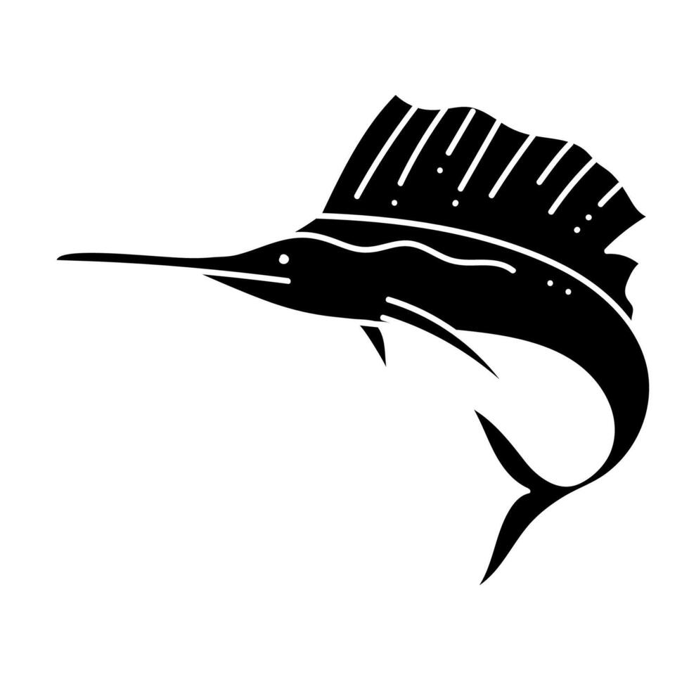 Sailfish black hand drawn icon vector