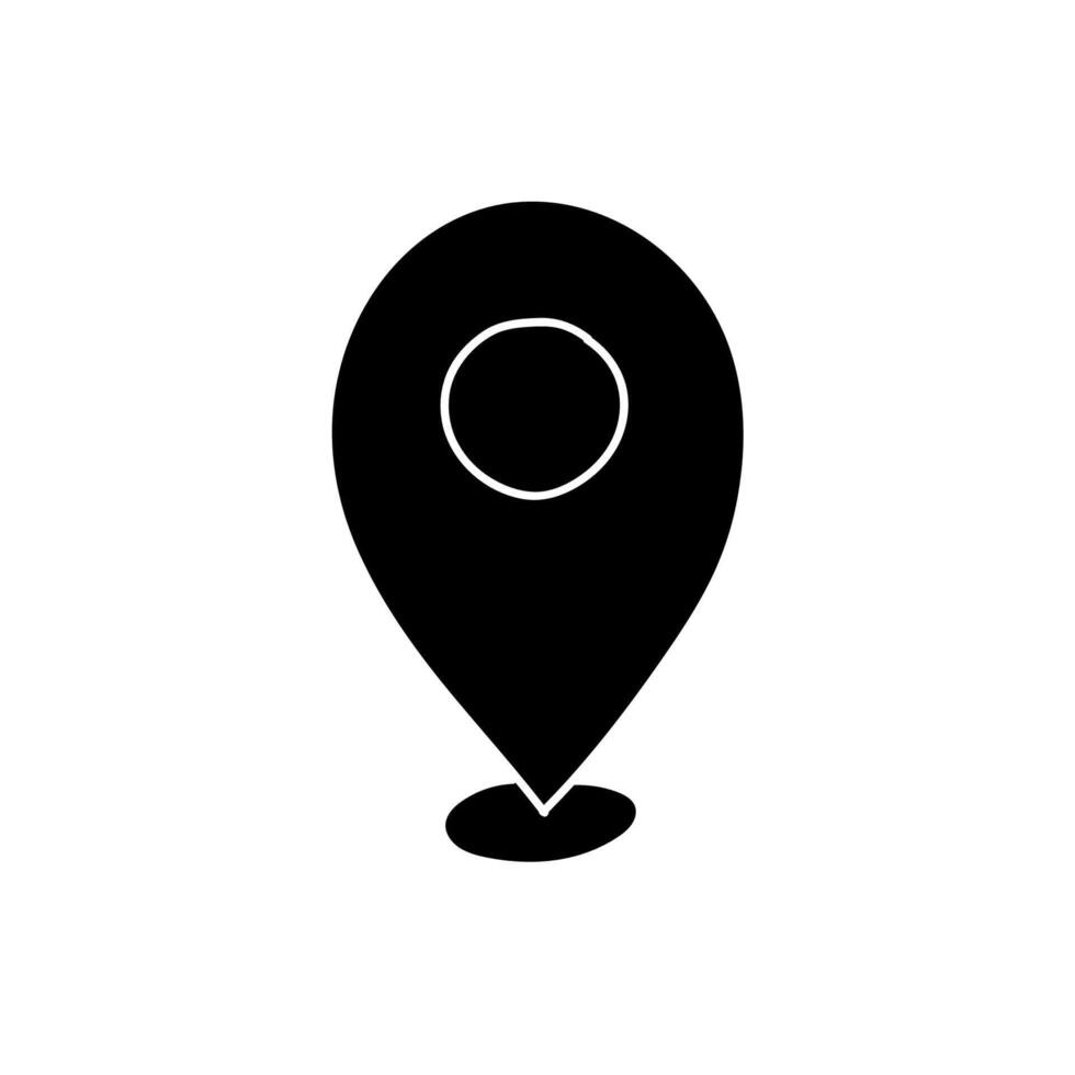 black hand drawn icon map pin icon vector