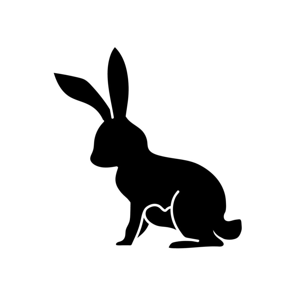 black hand drawn icon rabbit vector
